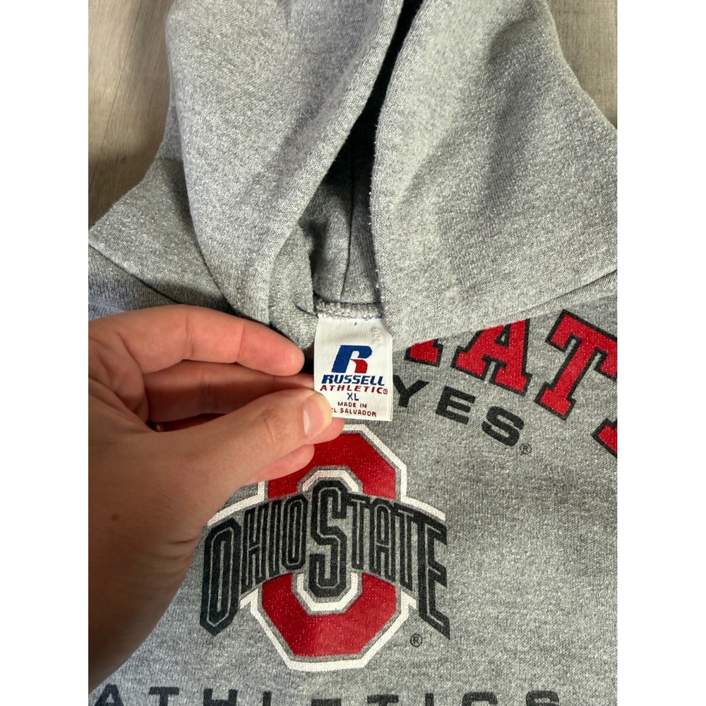 Russell Athletic Ohio State Buckeyes Athletics Hoodie Gray Mens XL Sweatshirt - Picture 5 of 10